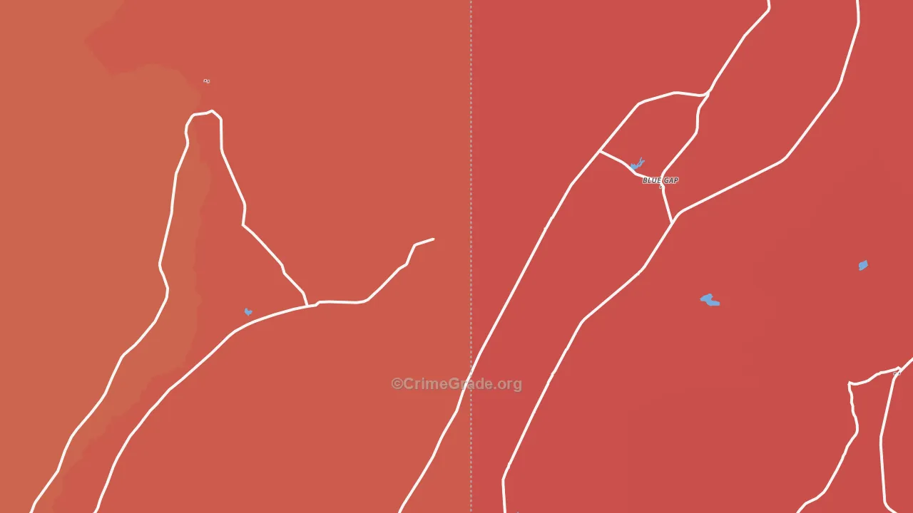 Blue Gap, AZ Map of Murder Rates