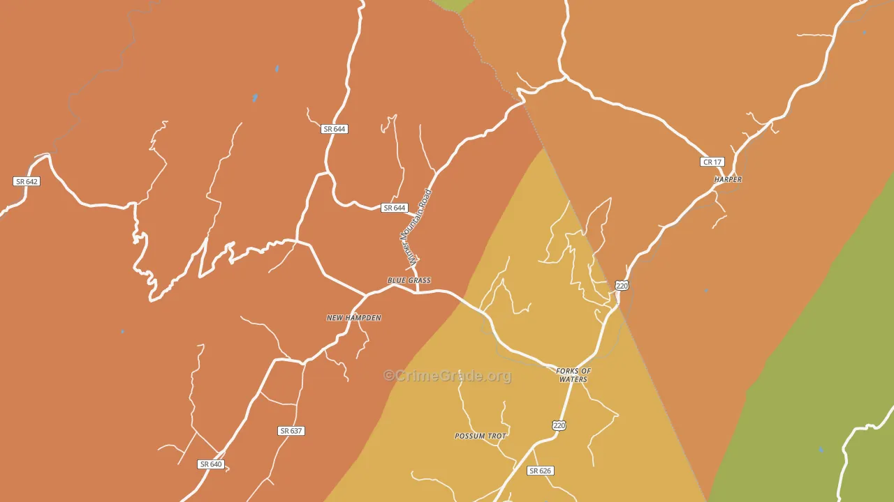 Blue Grass, VA Map of Murder Rates