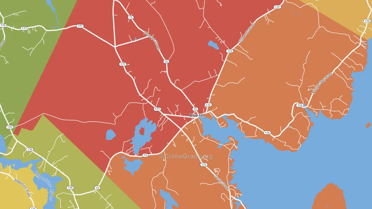 Blue Hill, ME Map of Murder Rates