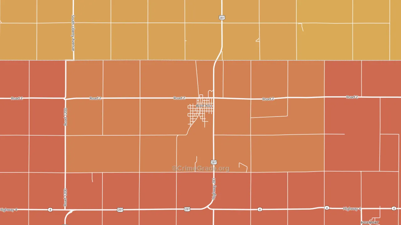 Blue Hill, NE Map of Murder Rates