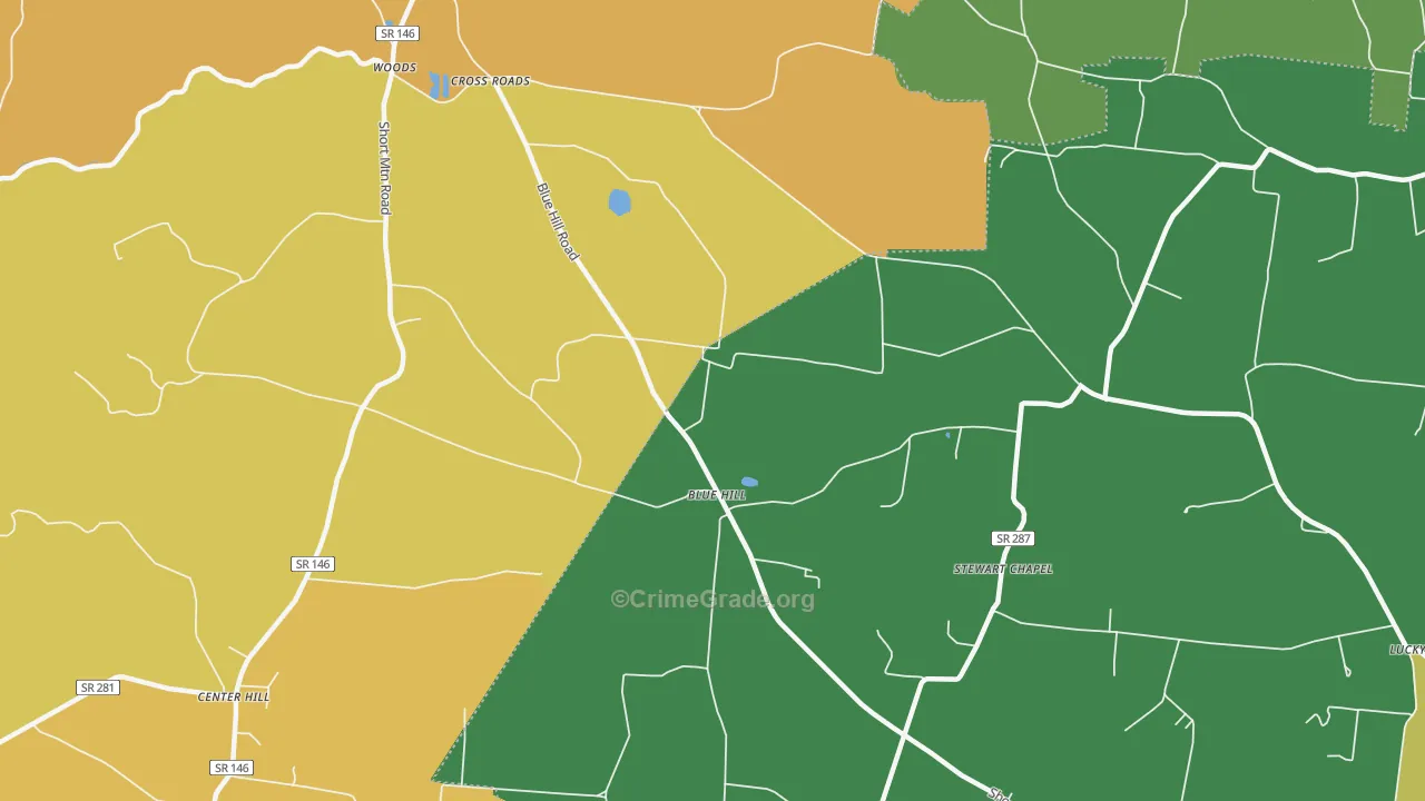 Blue Hill, TN Map of Murder Rates