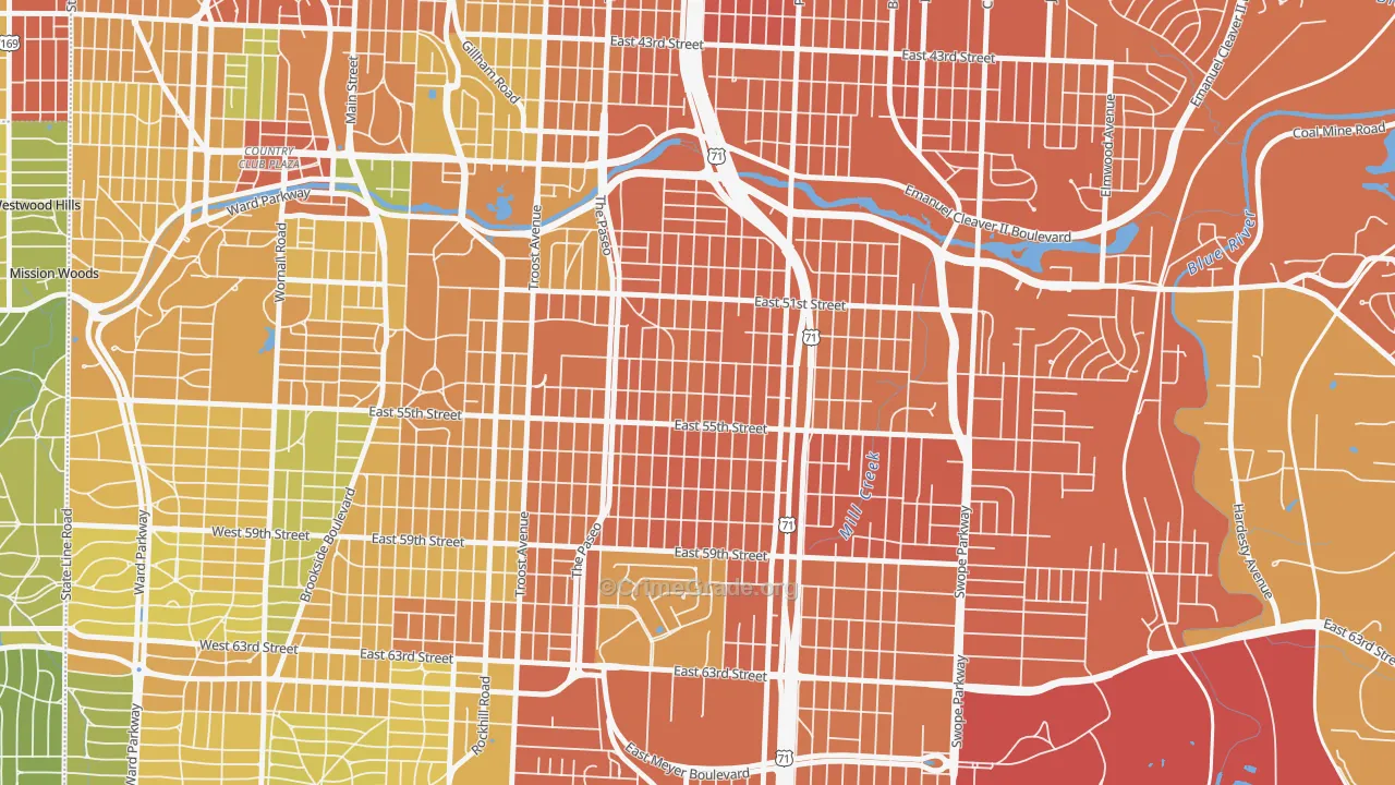 Blue Hills, Kansas City, MO Map of Murder Rates