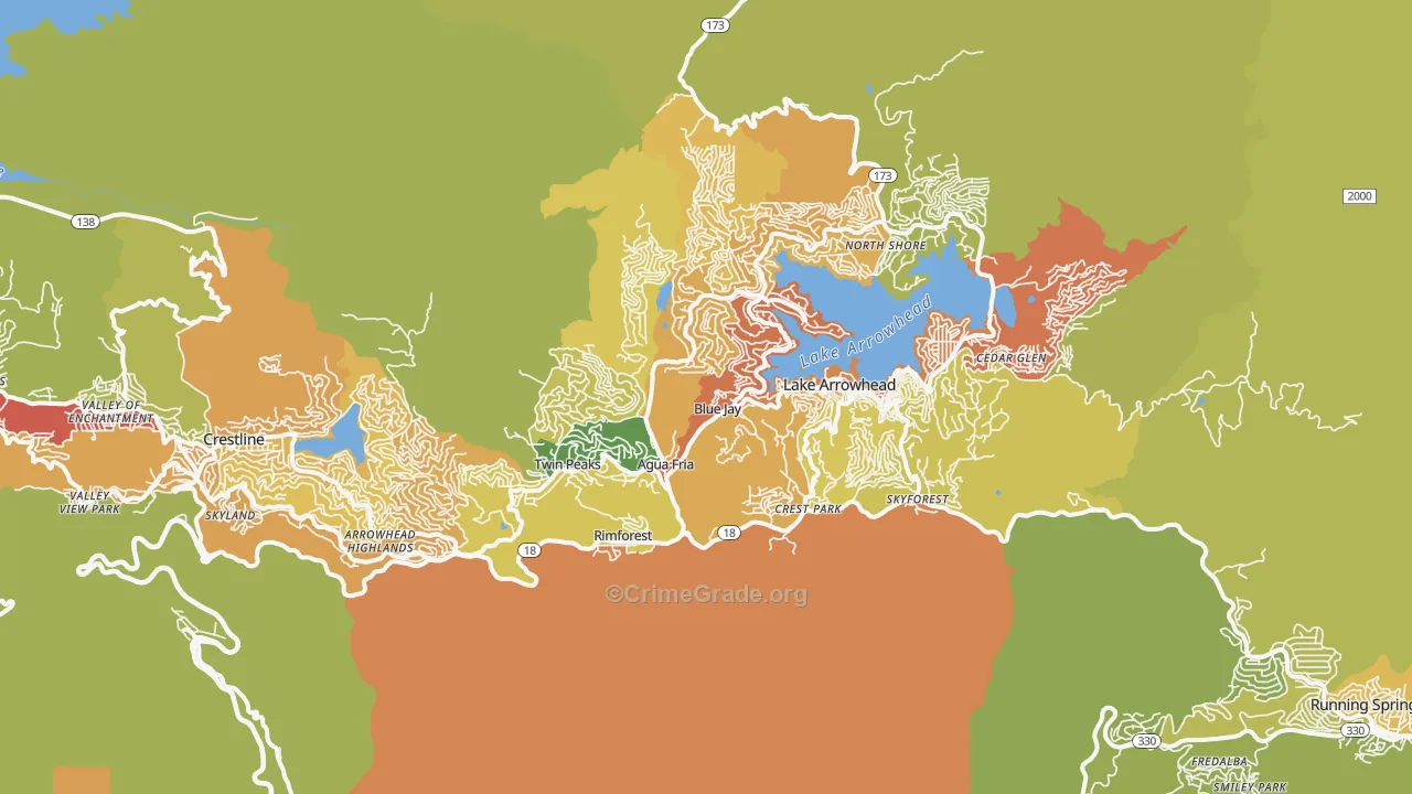 Blue Jay, CA Map of Murder Rates