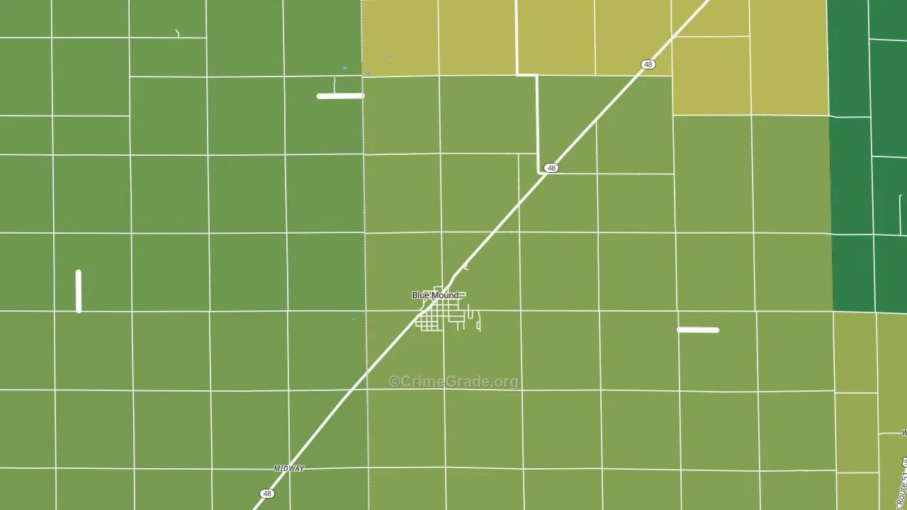 Blue Mound, IL Map of Murder Rates