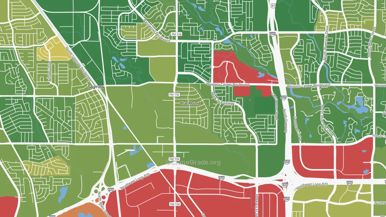 Blue Mound, TX Map of Murder Rates