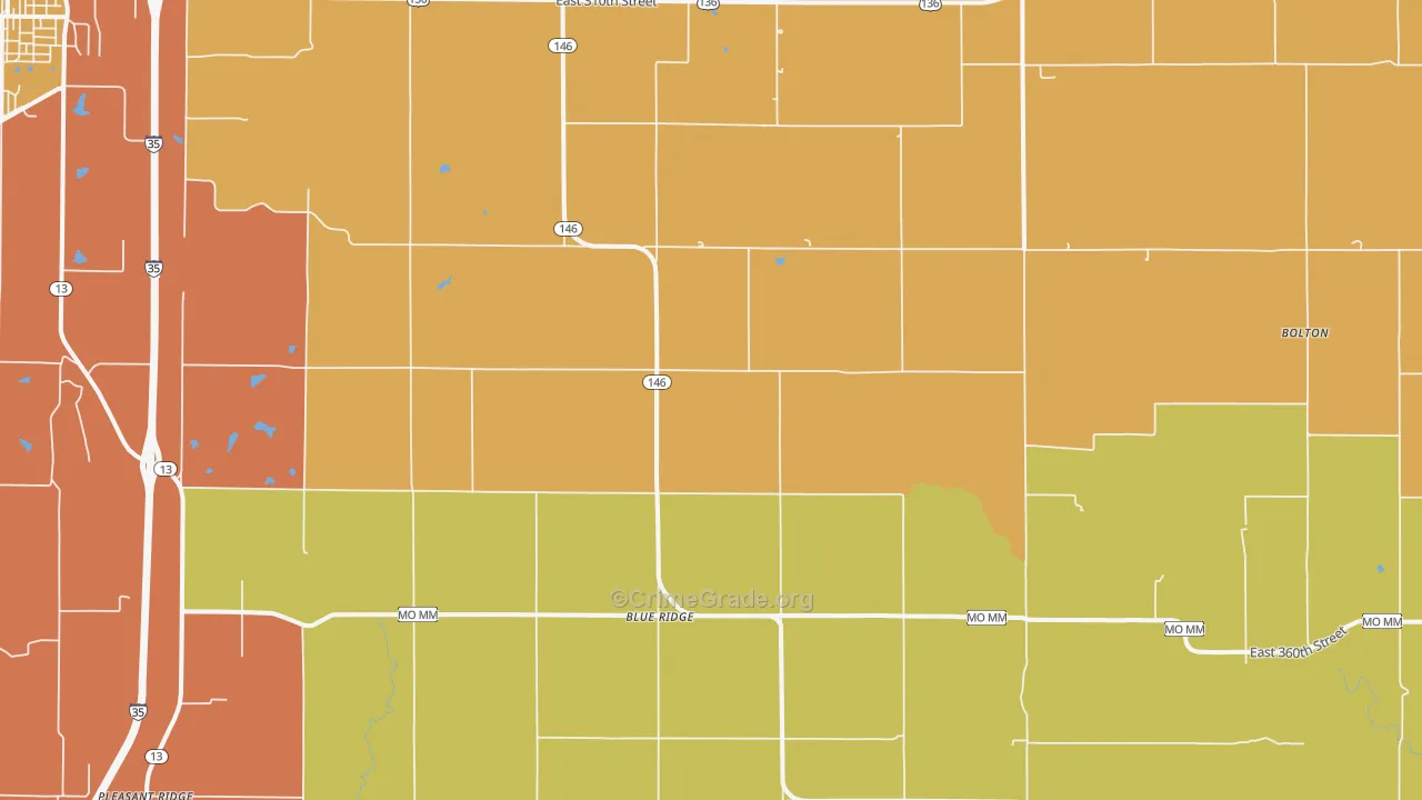Blue Ridge, MO Map of Murder Rates