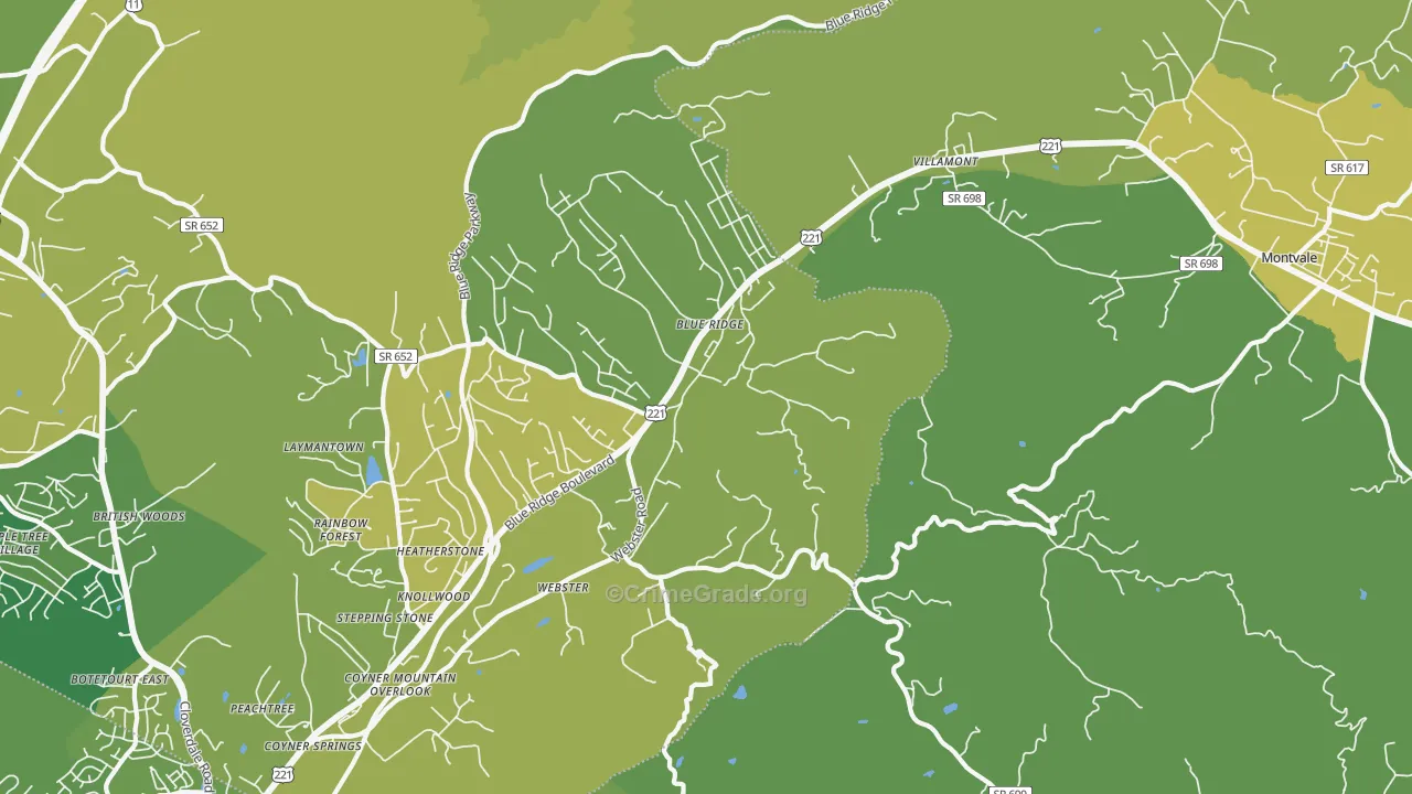 Blue Ridge, VA Map of Murder Rates