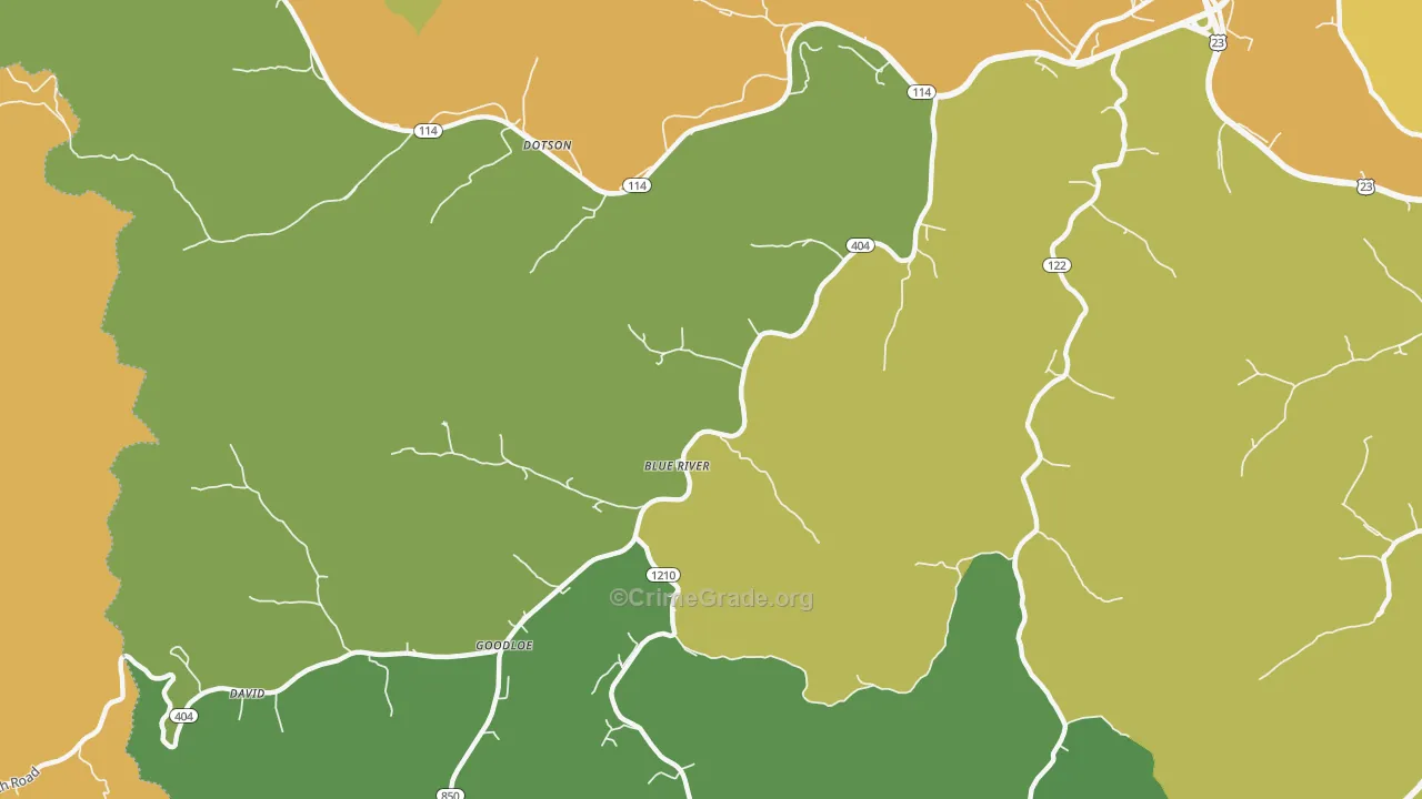 Blue River, KY Map of Murder Rates