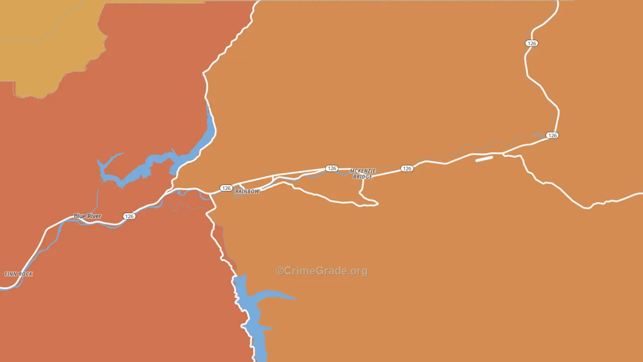 Blue River, OR Map of Murder Rates