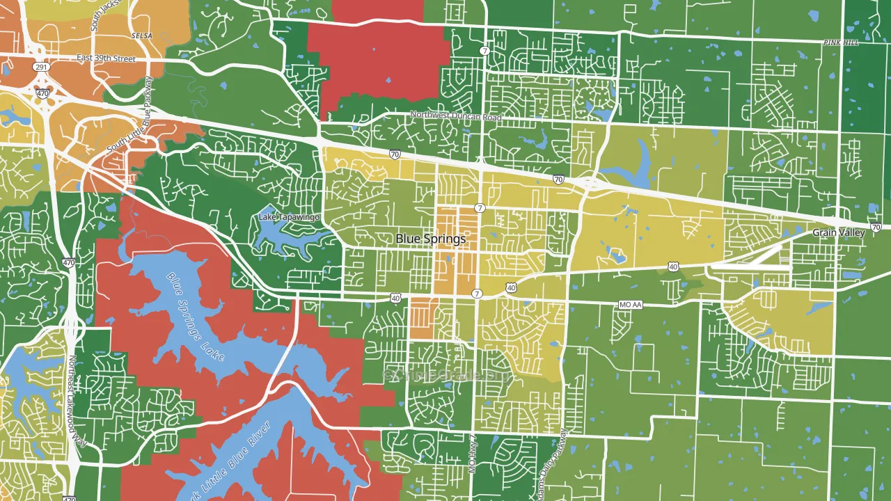 Blue Springs, MO Map of Murder Rates