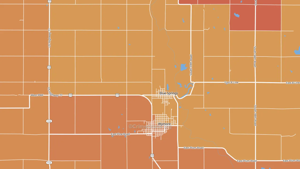 Blue Springs, NE Map of Murder Rates