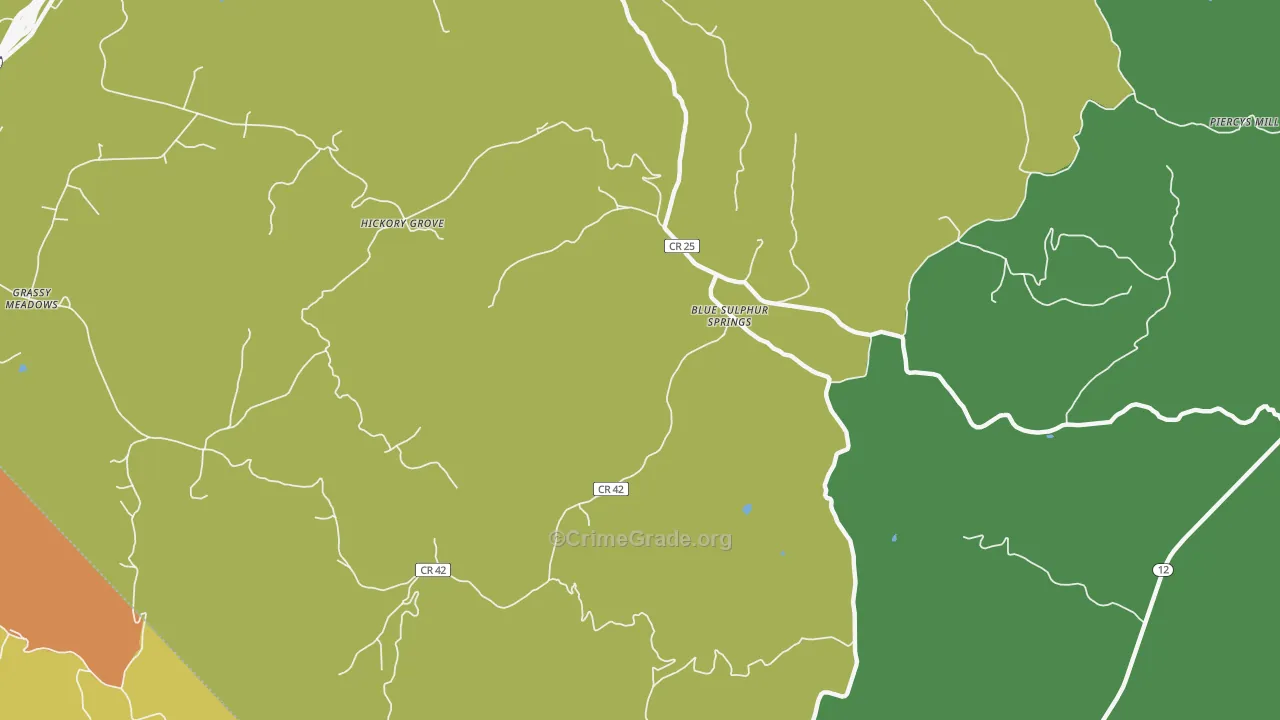 Blue Sulphur Springs, WV Map of Murder Rates