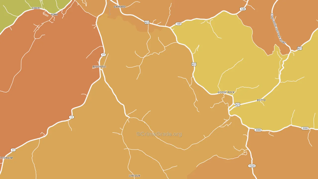 Bluehole, KY Map of Murder Rates