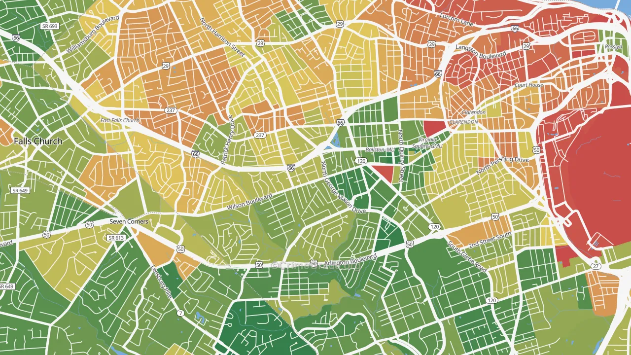 Bluemont, Arlington, VA Map of Murder Rates