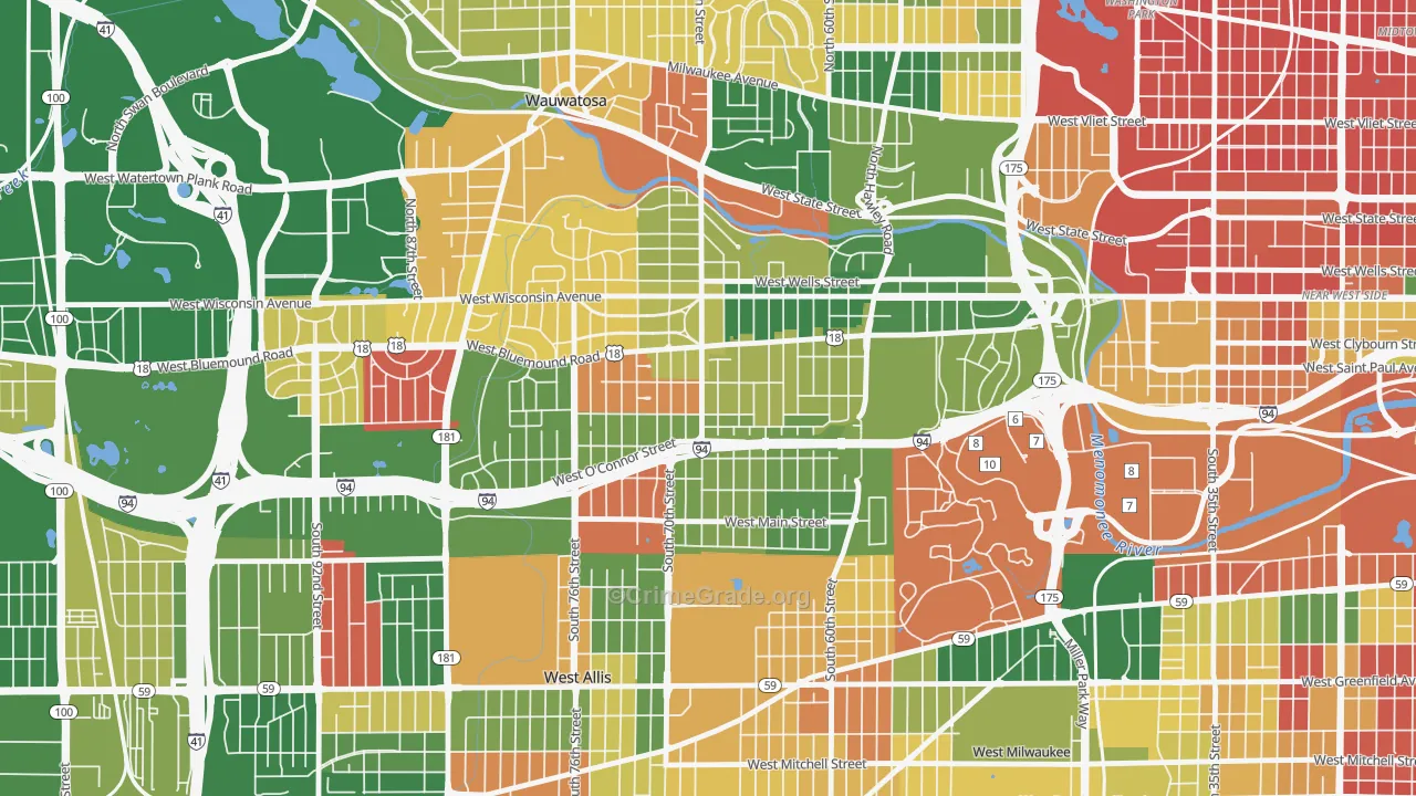Bluemound Heights, Milwaukee, WI Map of Murder Rates