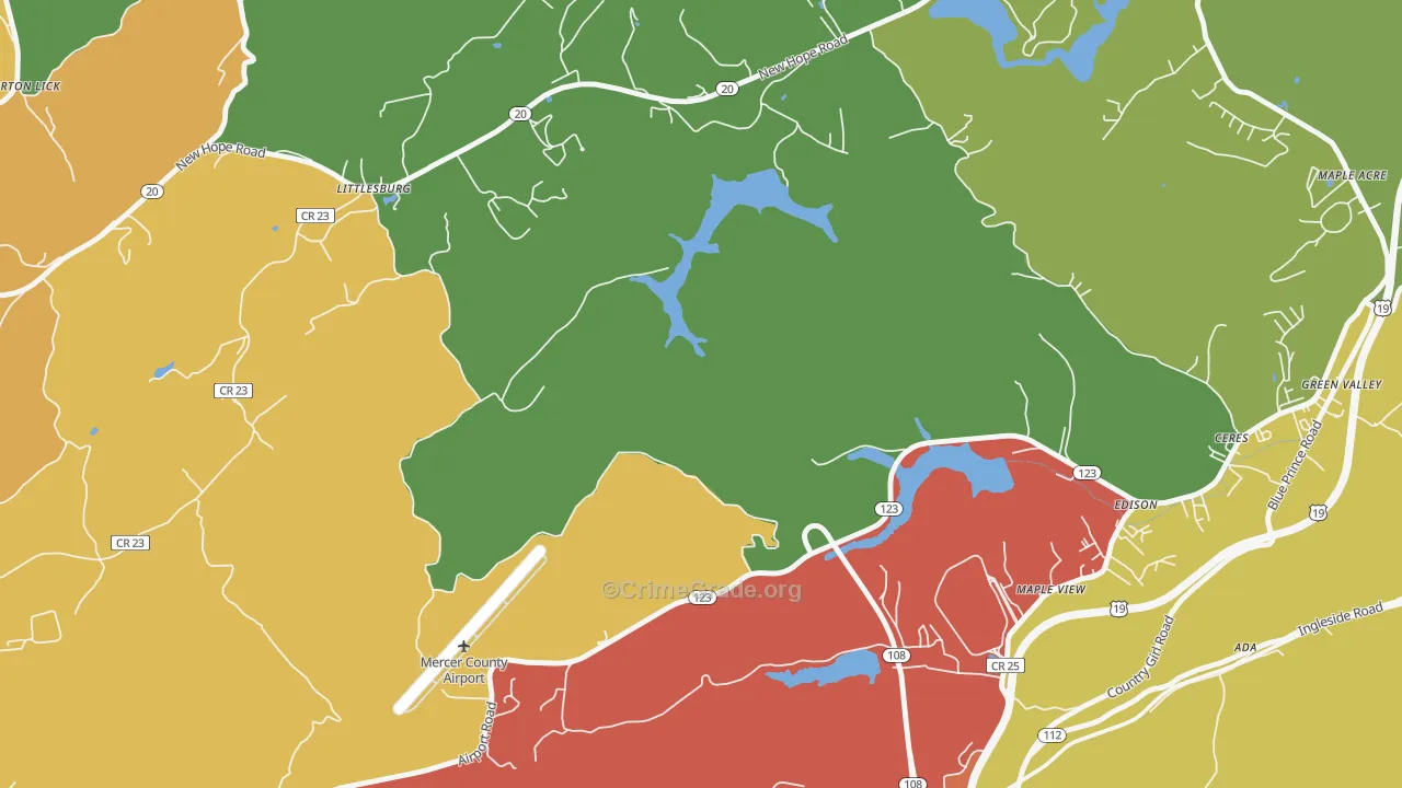 Bluestone, WV Map of Murder Rates