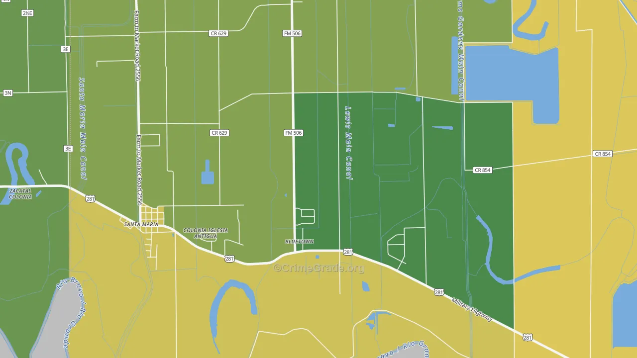 Bluetown, TX Map of Murder Rates