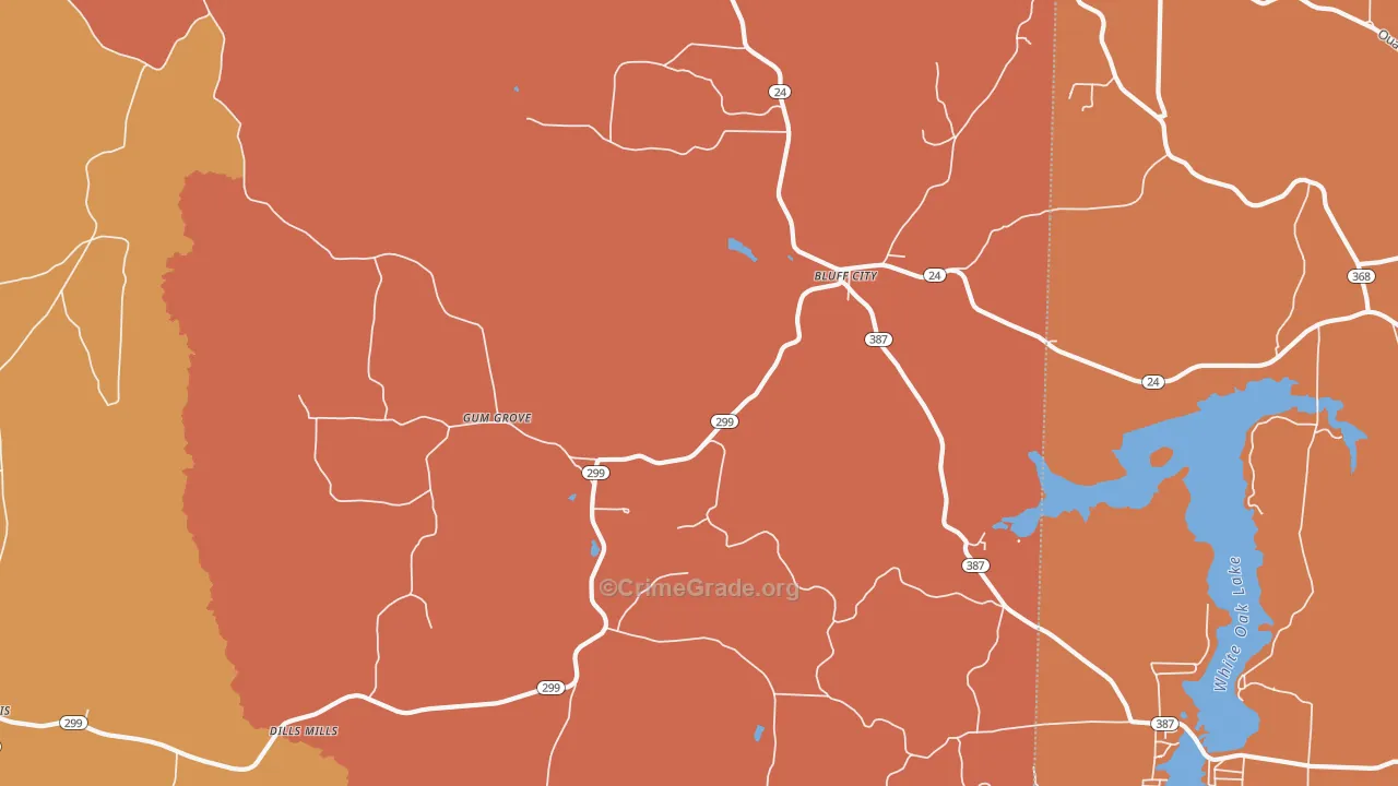 Bluff City, AR Map of Murder Rates