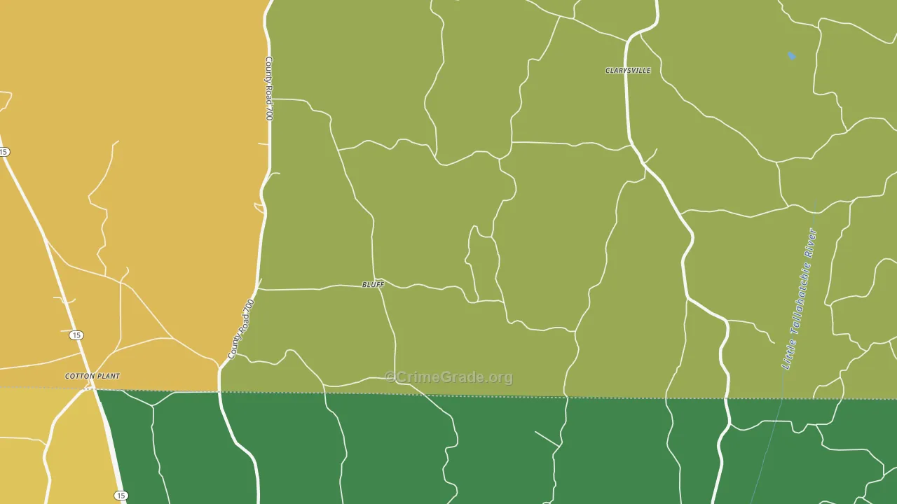 Bluff, MS Map of Murder Rates