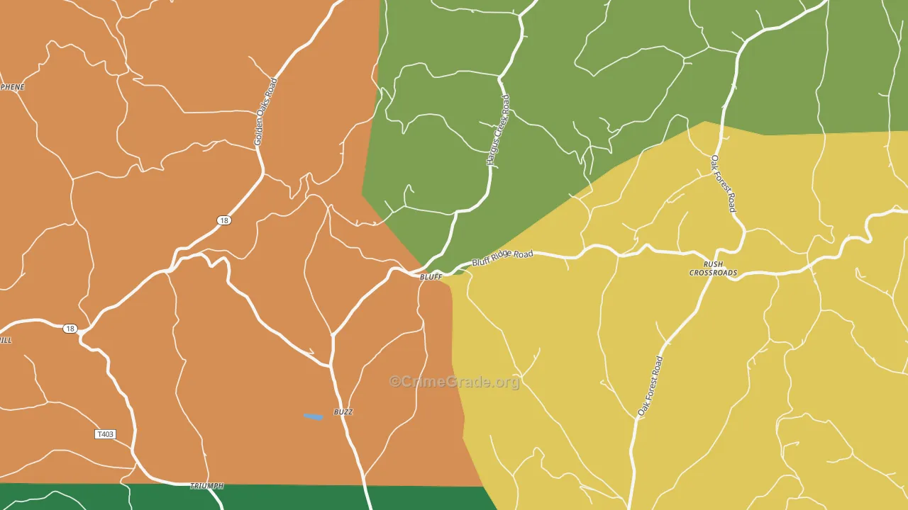 Bluff, PA Map of Murder Rates