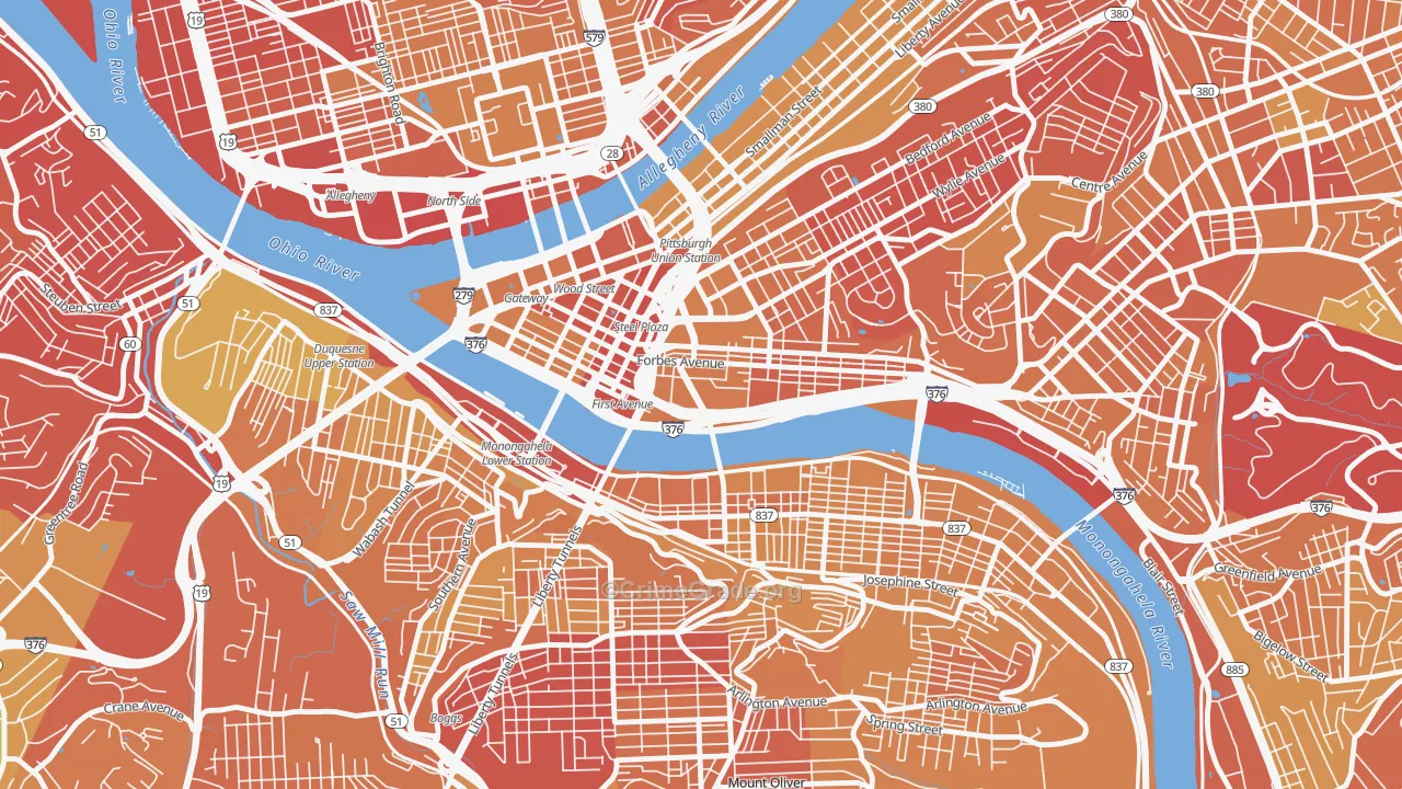 Bluff, Pittsburgh, PA Map of Murder Rates
