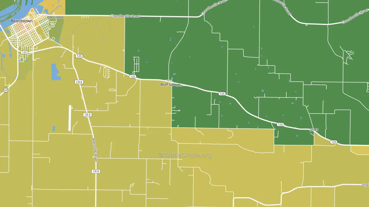 Bluff Springs, IL Map of Murder Rates
