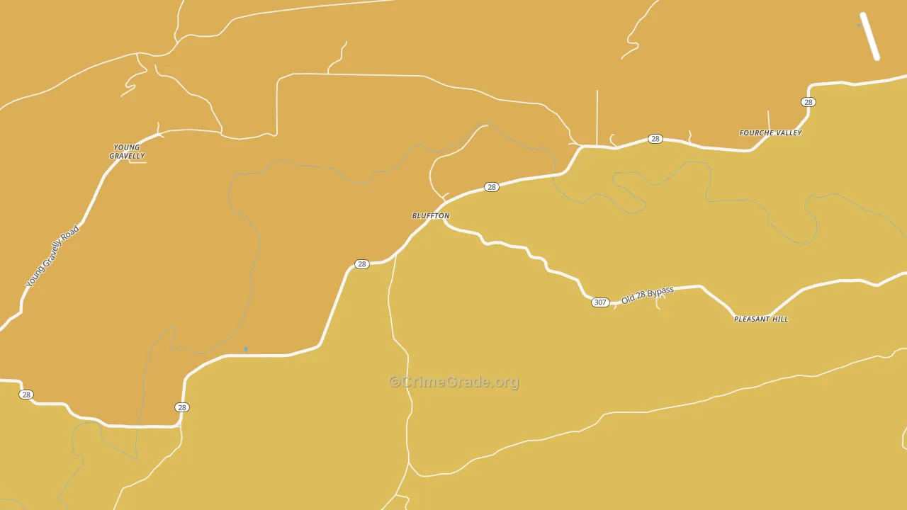 Bluffton, AR Map of Murder Rates