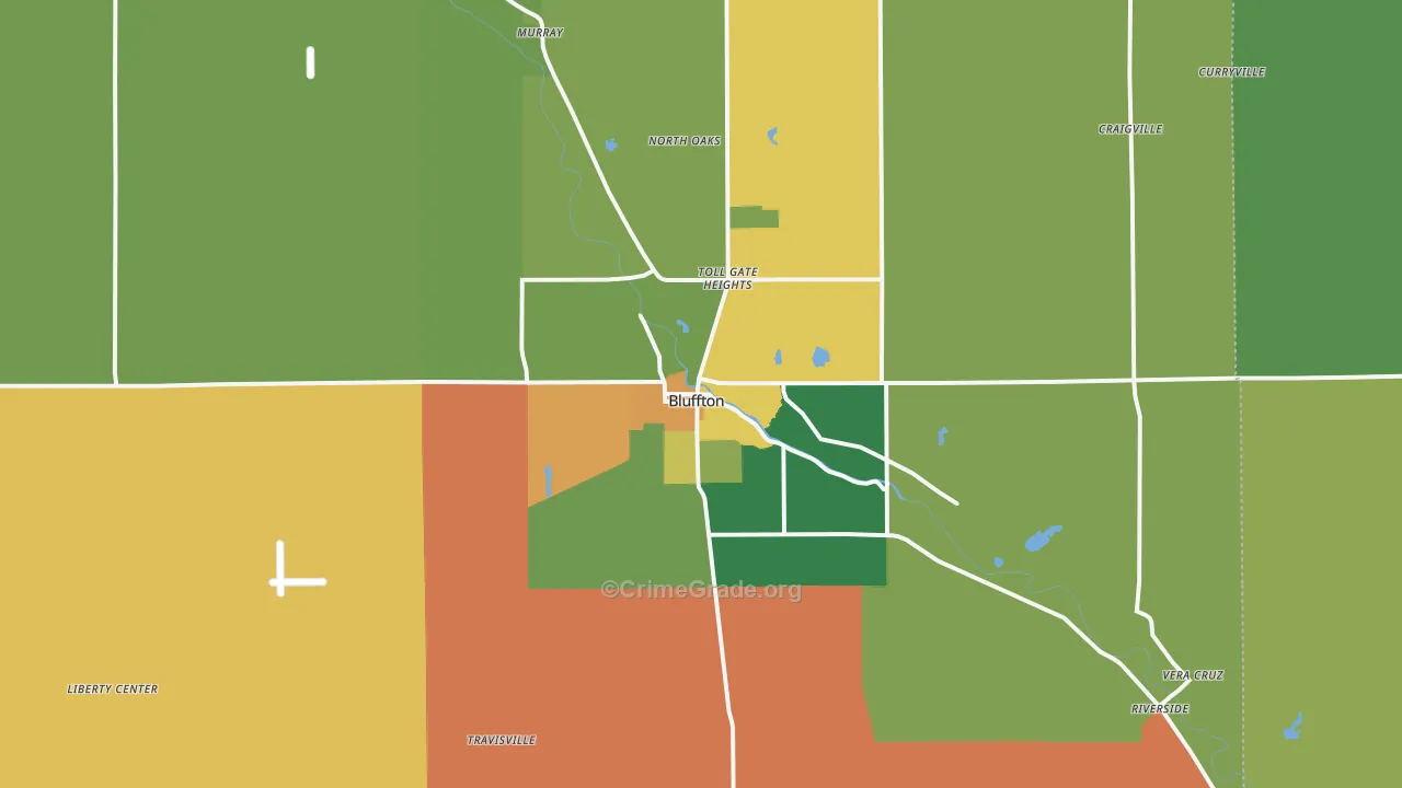 Bluffton, IN Map of Murder Rates