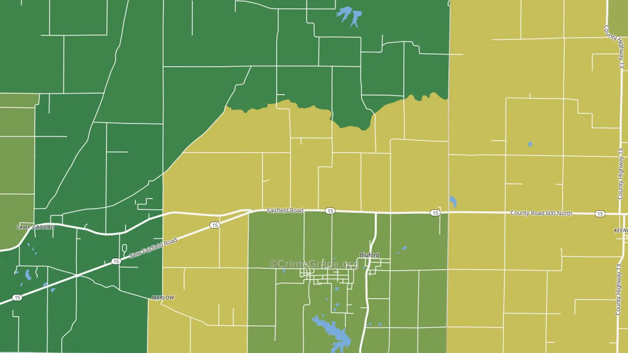 Bluford, IL Map of Murder Rates