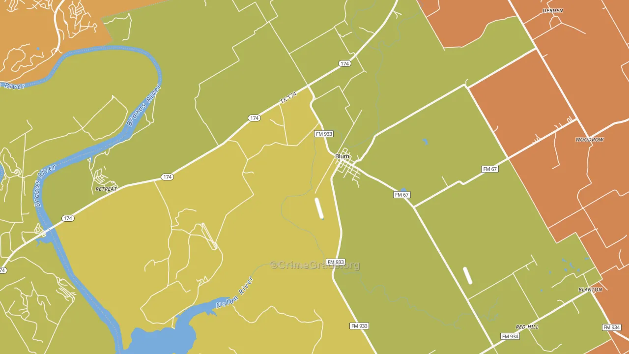 Blum, TX Map of Murder Rates