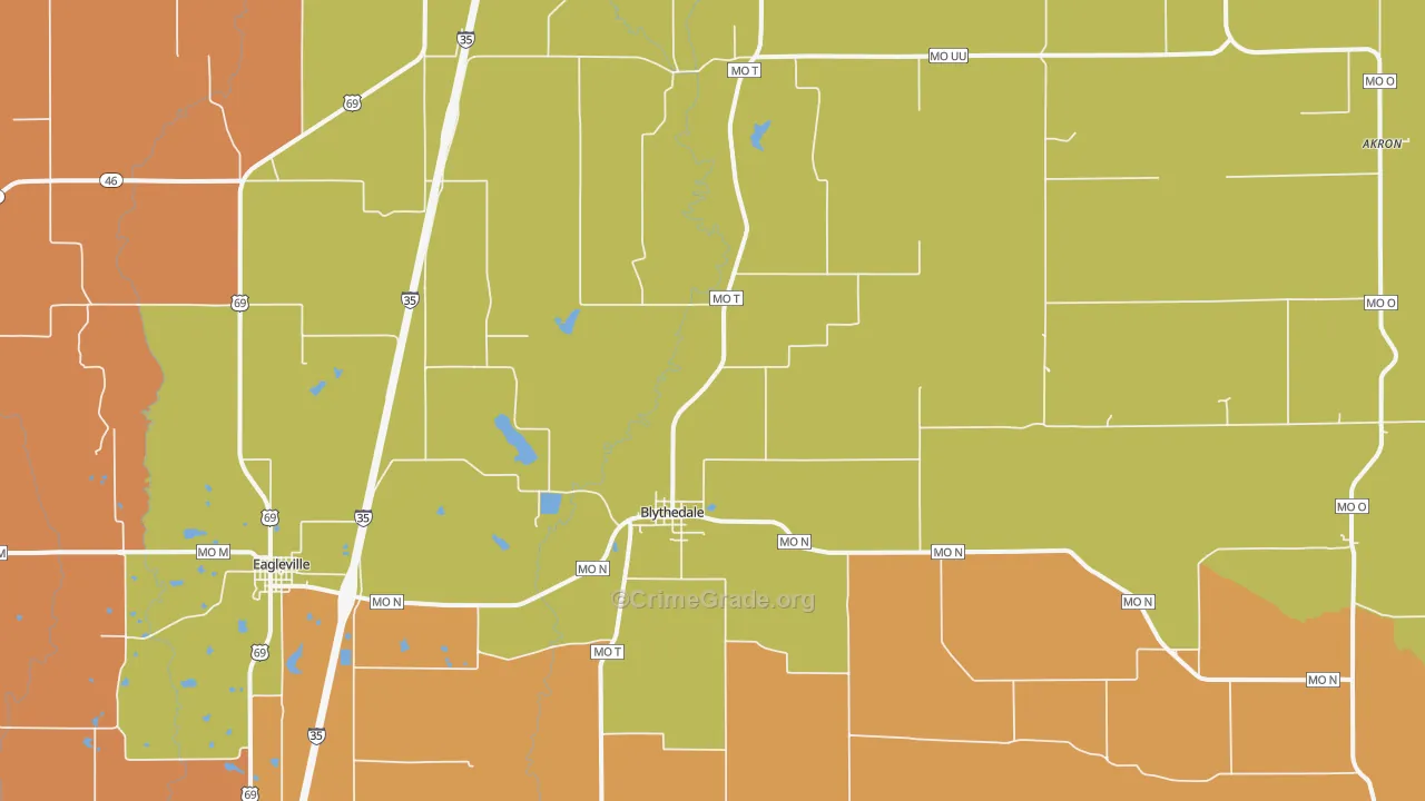 Blythedale, MO Map of Murder Rates