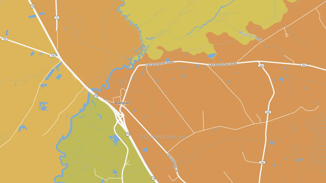 Boardman, NC Map of Murder Rates