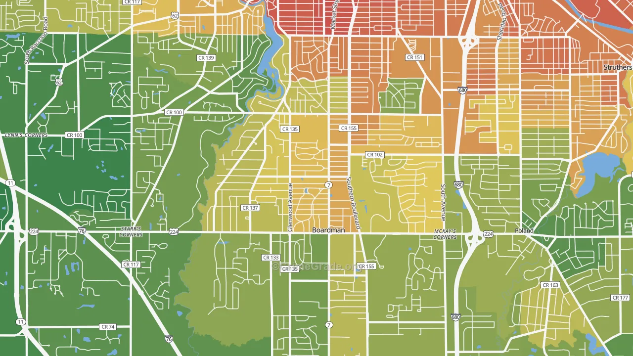 Boardman, OH Map of Murder Rates