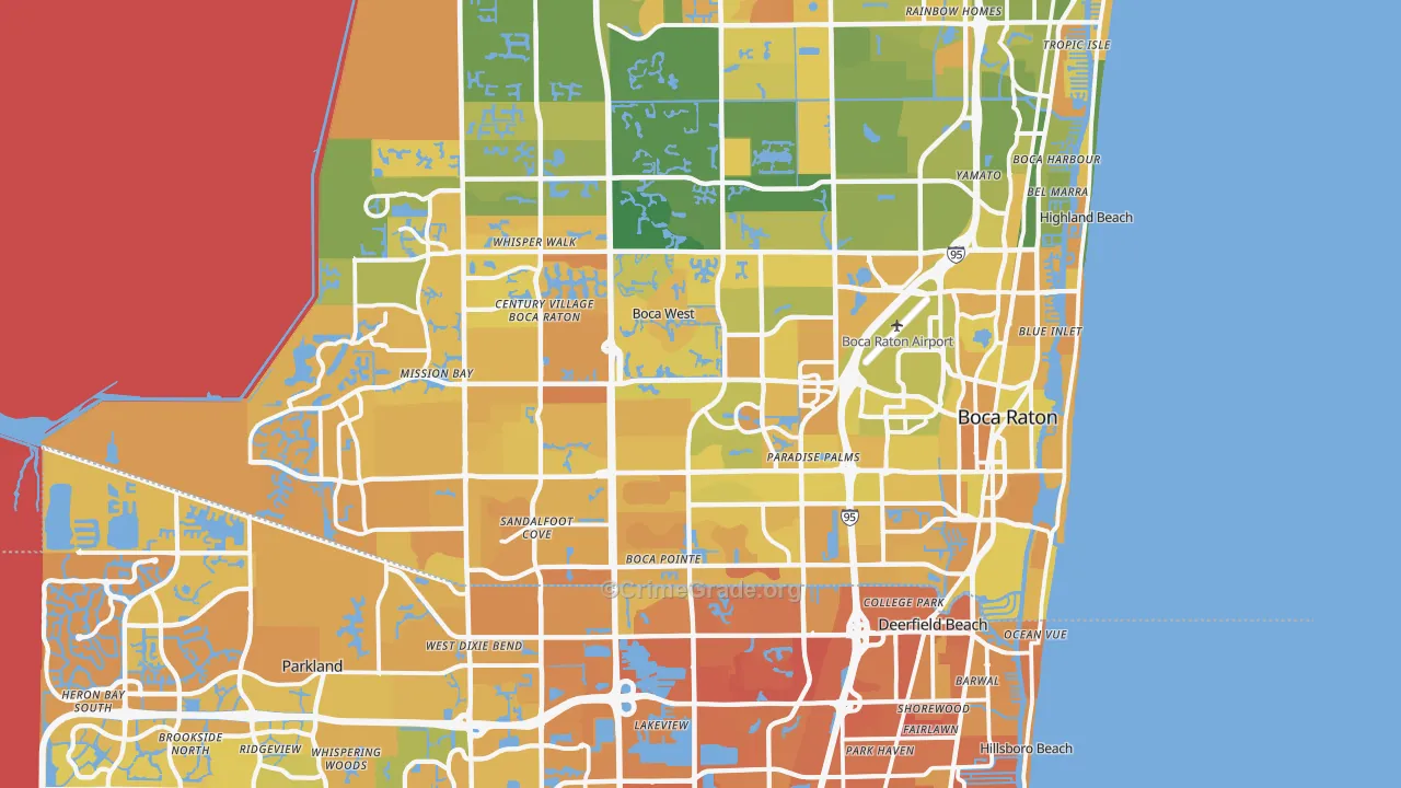 Boca Raton, FL Map of Murder Rates