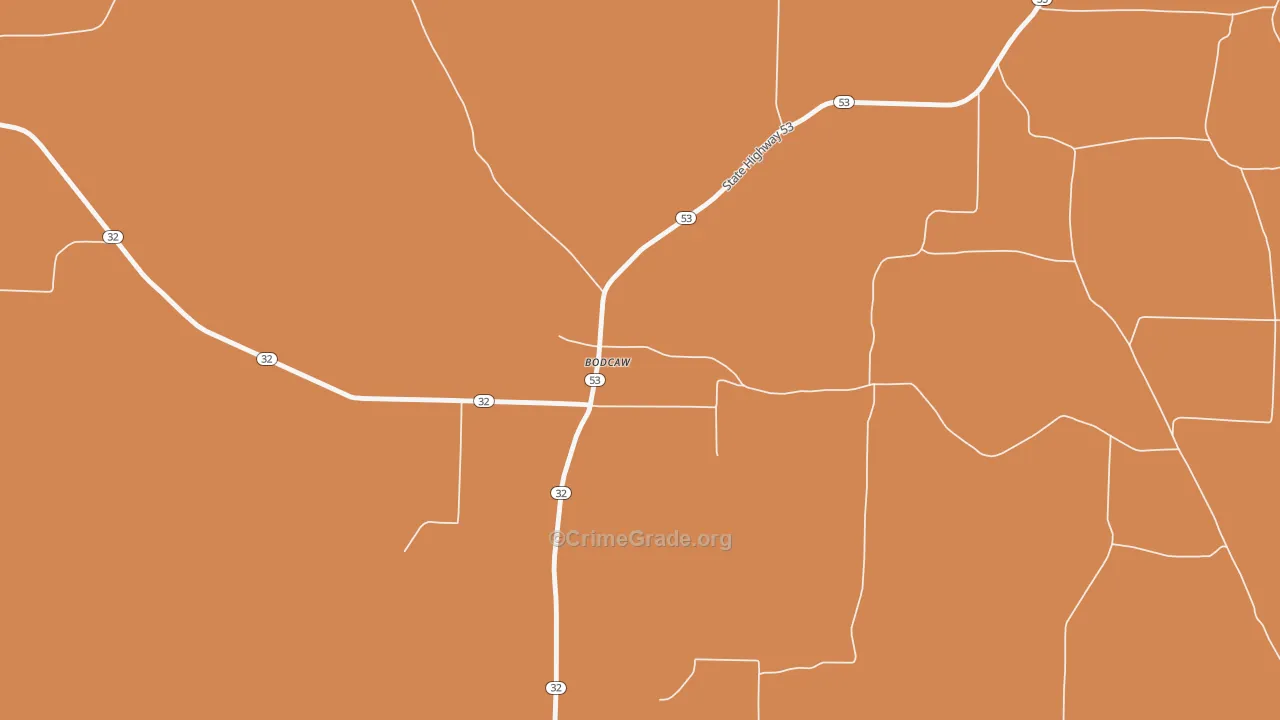 Bodcaw, AR Map of Murder Rates