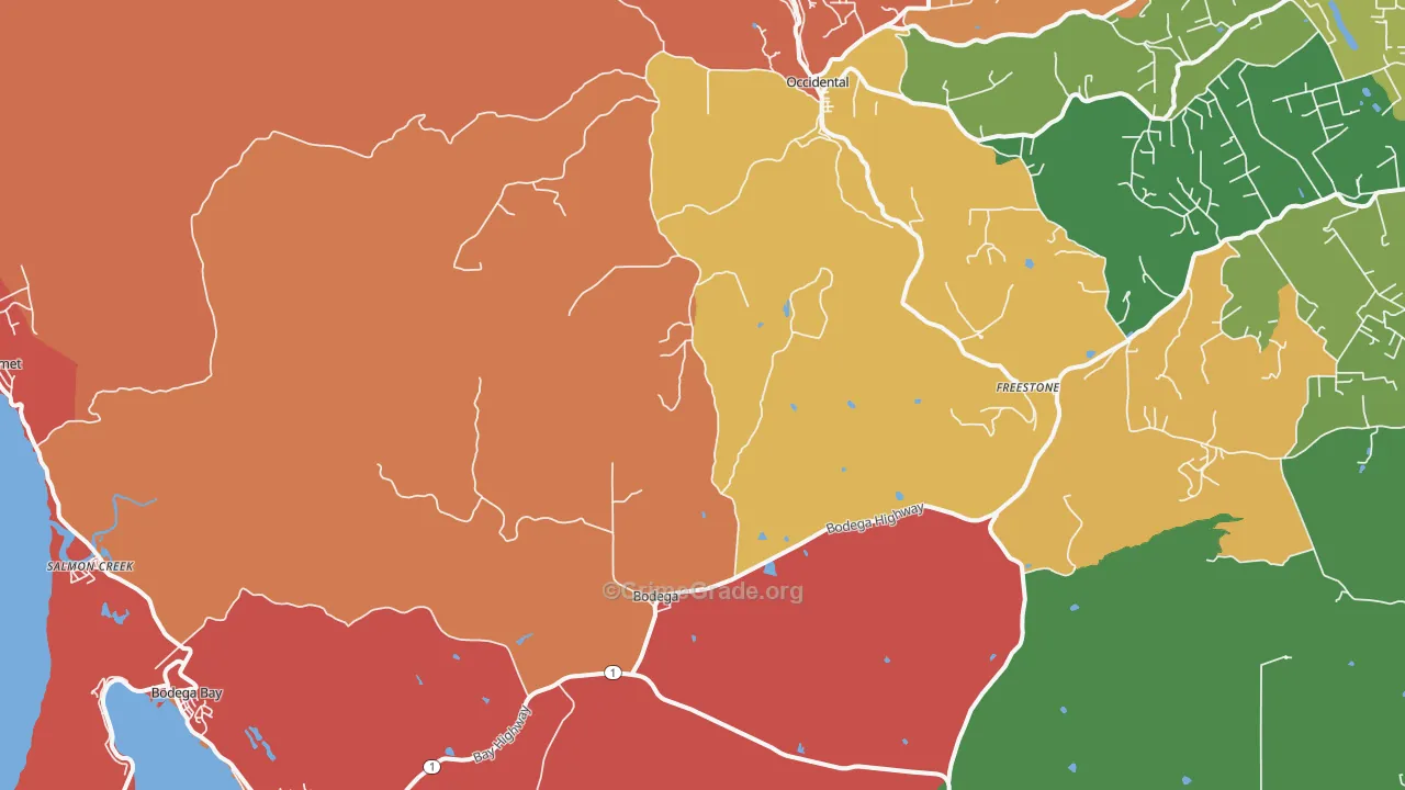 Bodega, CA Map of Murder Rates