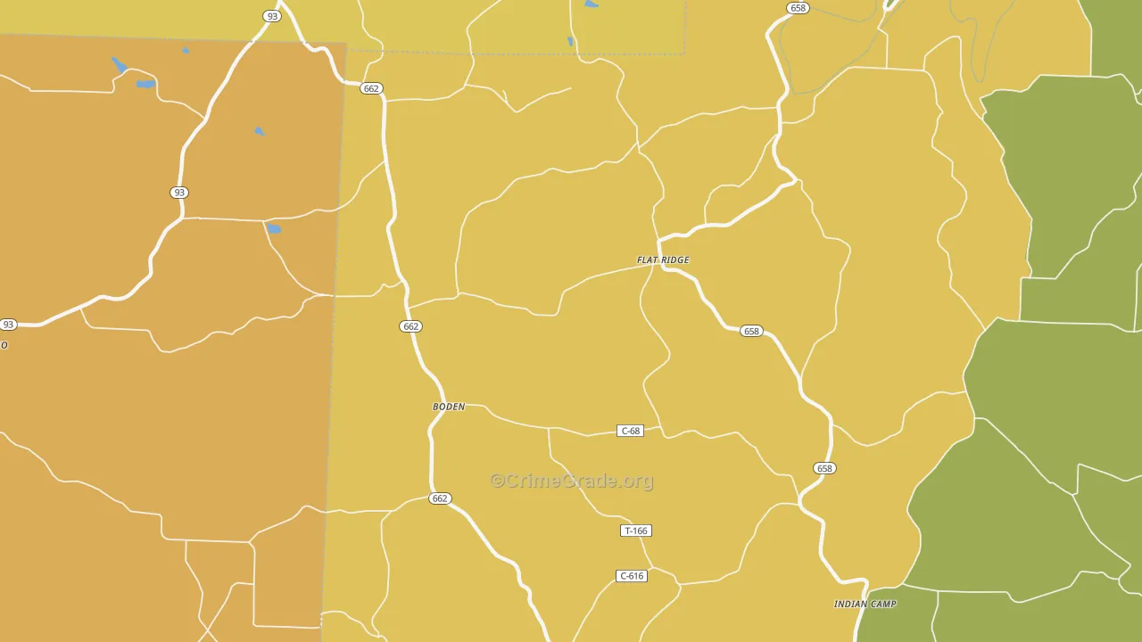 Boden, OH Map of Murder Rates