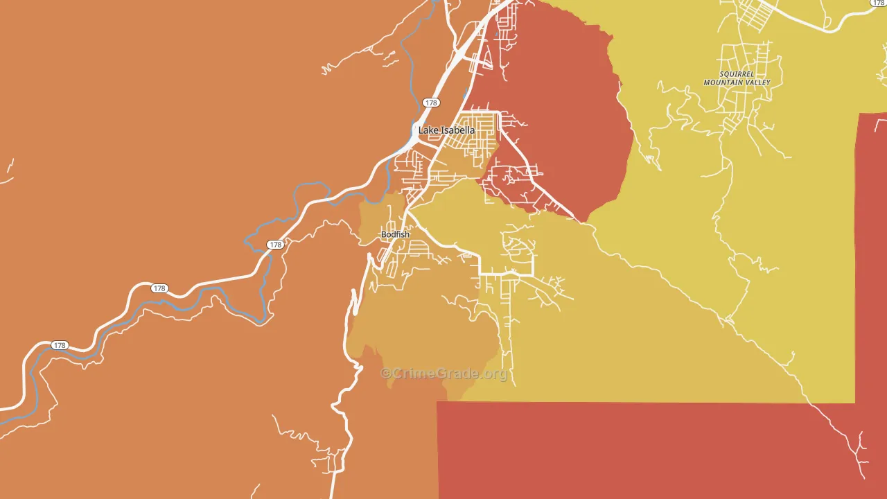 Bodfish, CA Map of Murder Rates