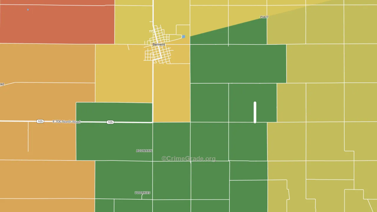 Bodman, IL Map of Murder Rates