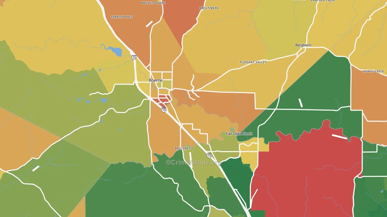 Boerne, TX Map of Murder Rates