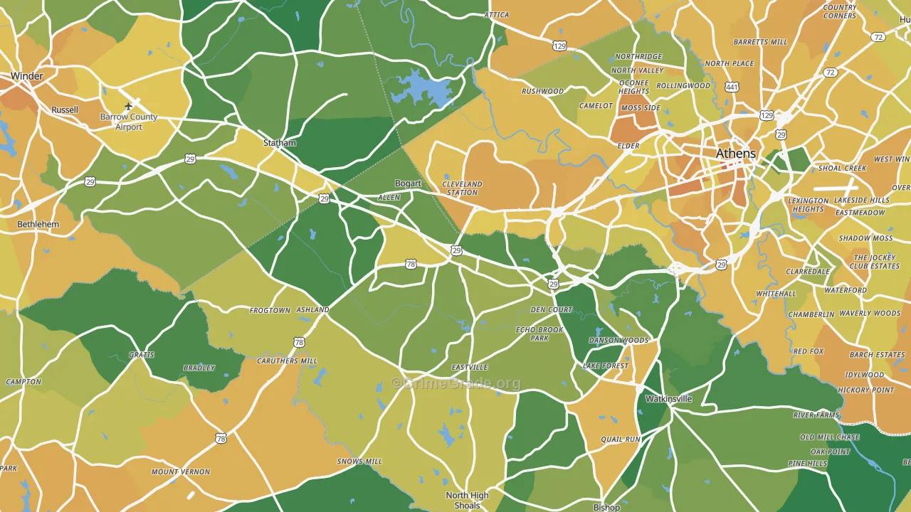 Bogart, GA Map of Murder Rates
