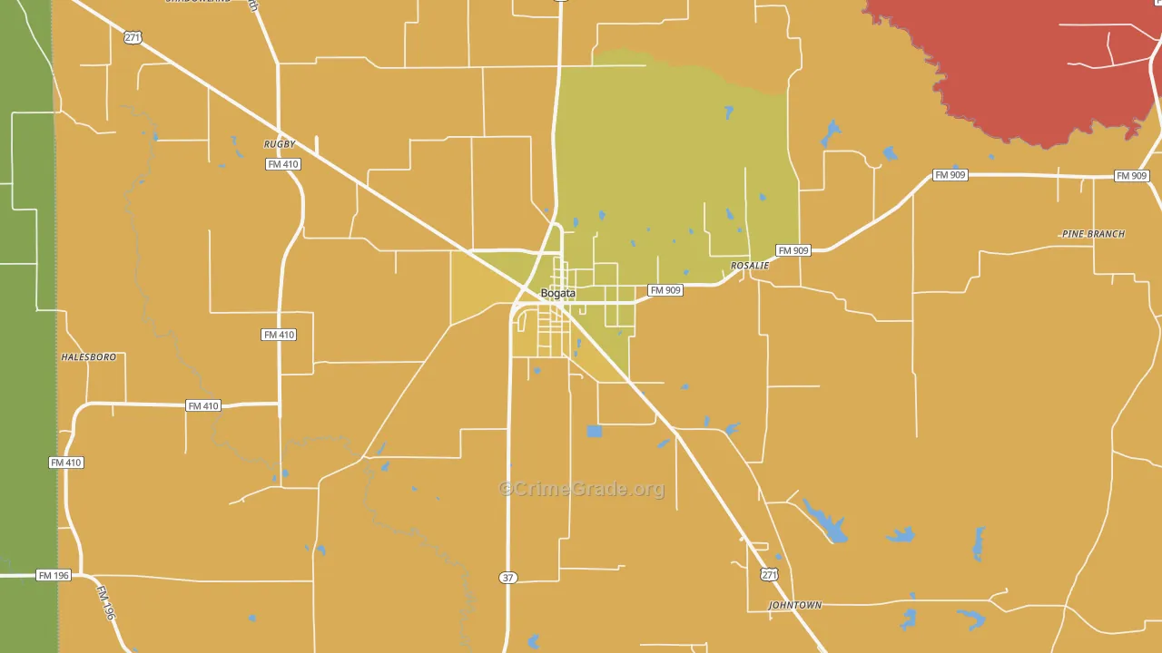 Bogata, TX Map of Murder Rates