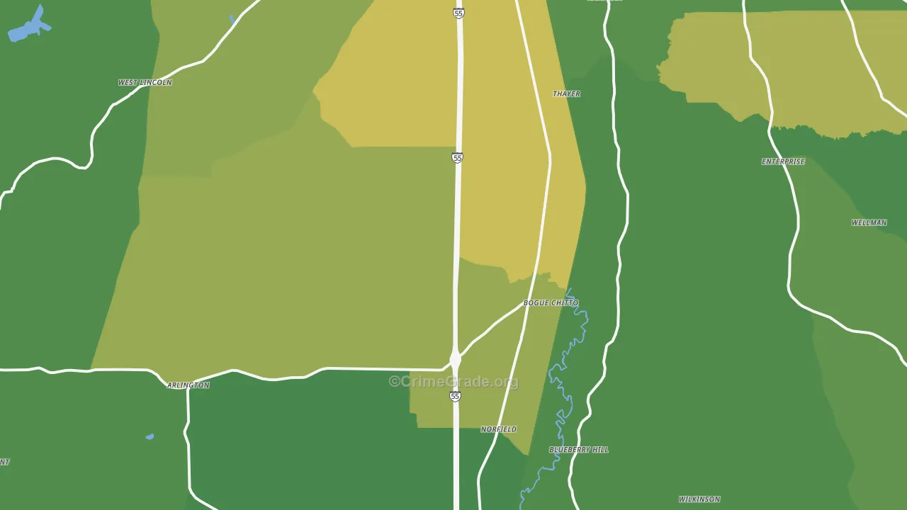 Bogue Chitto, MS Map of Murder Rates