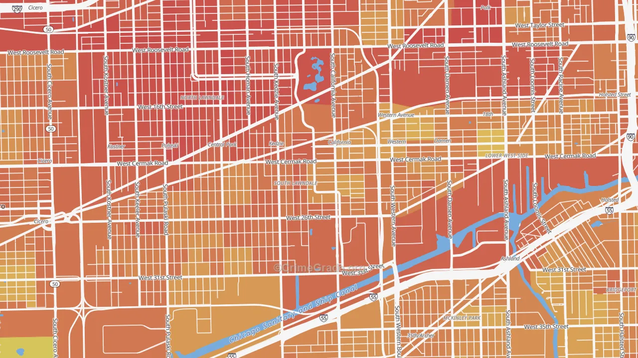Bohemian California, Chicago, IL Map of Murder Rates