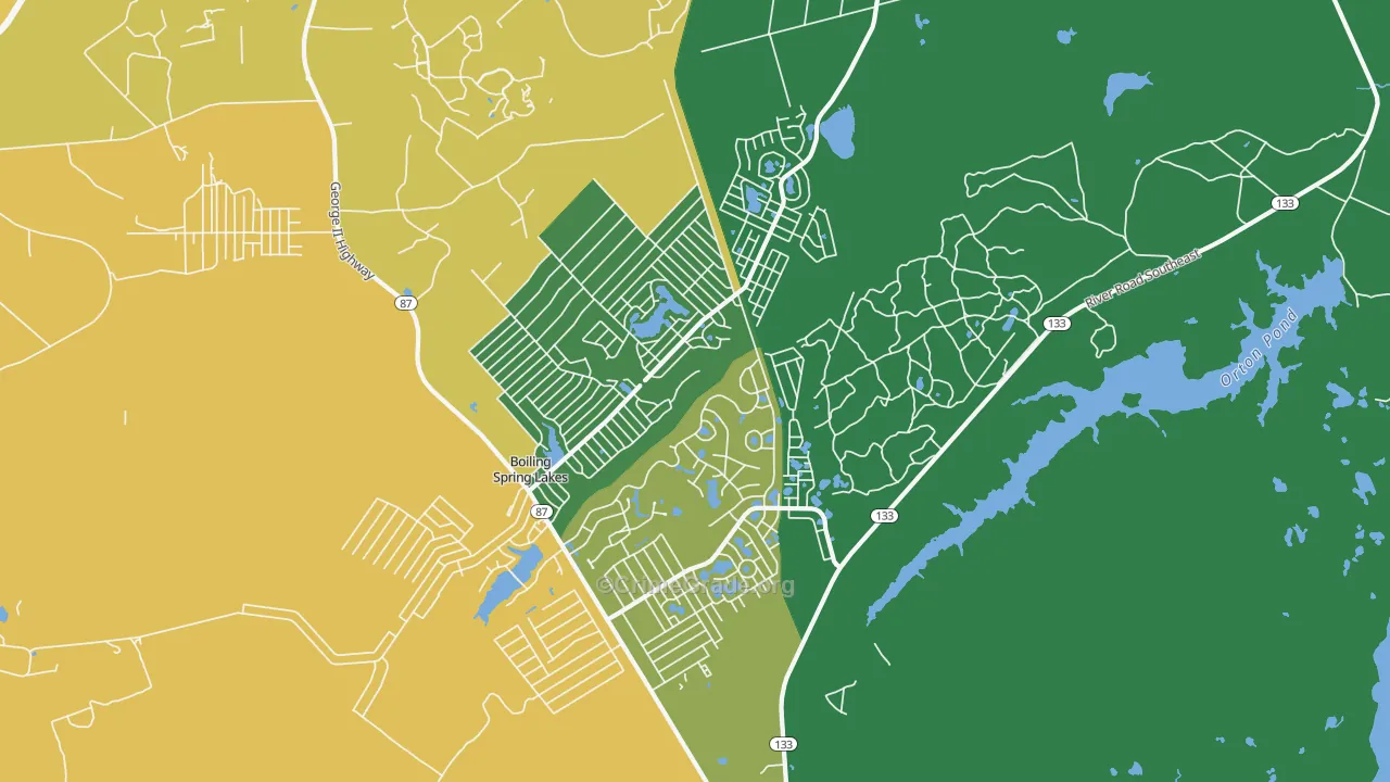 Boiling Spring Lakes, NC Map of Murder Rates