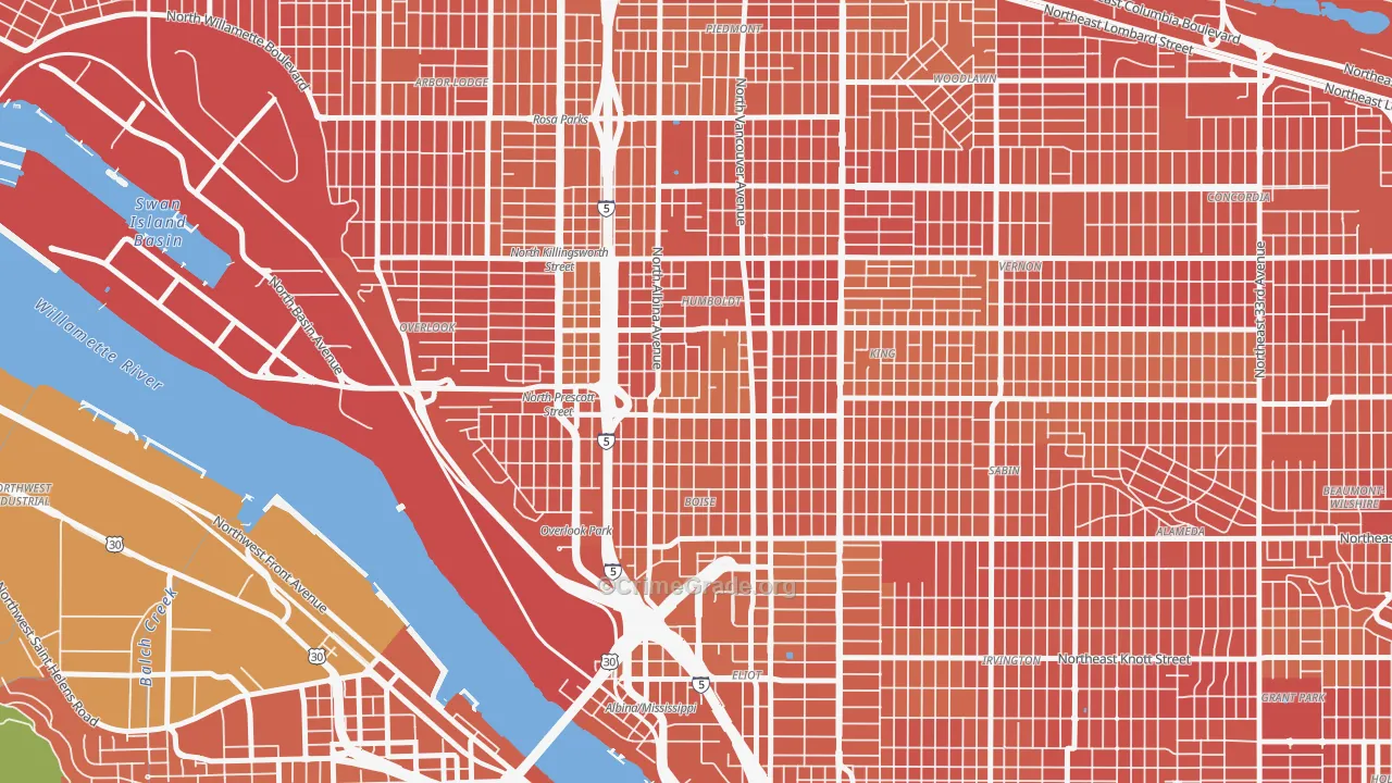 Boise, Portland, OR Map of Murder Rates