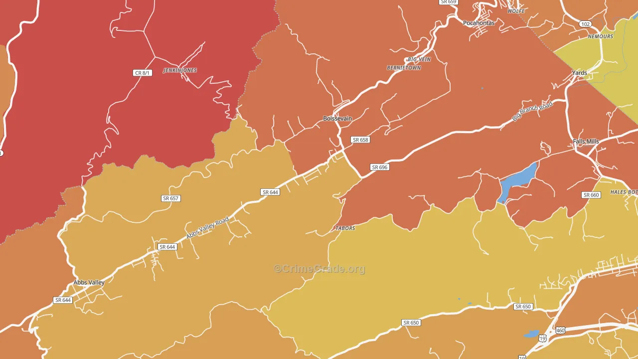 Boissevain, VA Map of Murder Rates