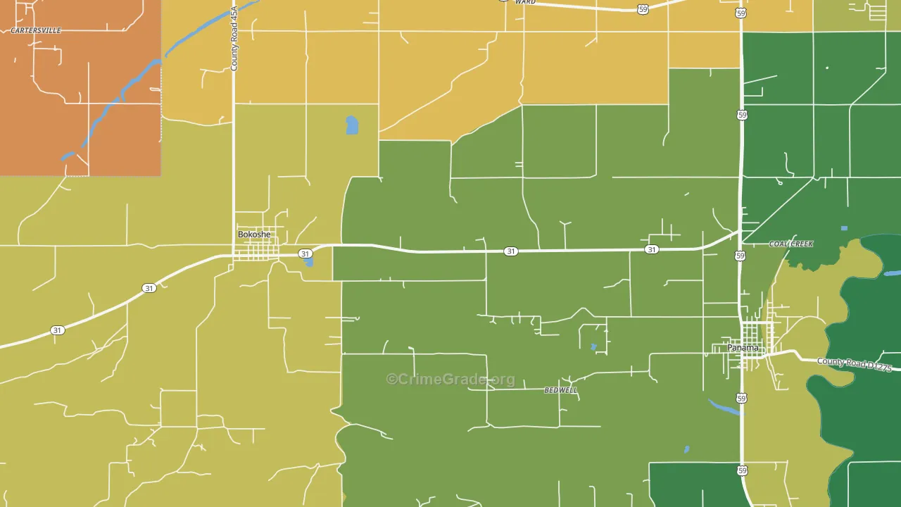 Bokoshe, OK Map of Murder Rates
