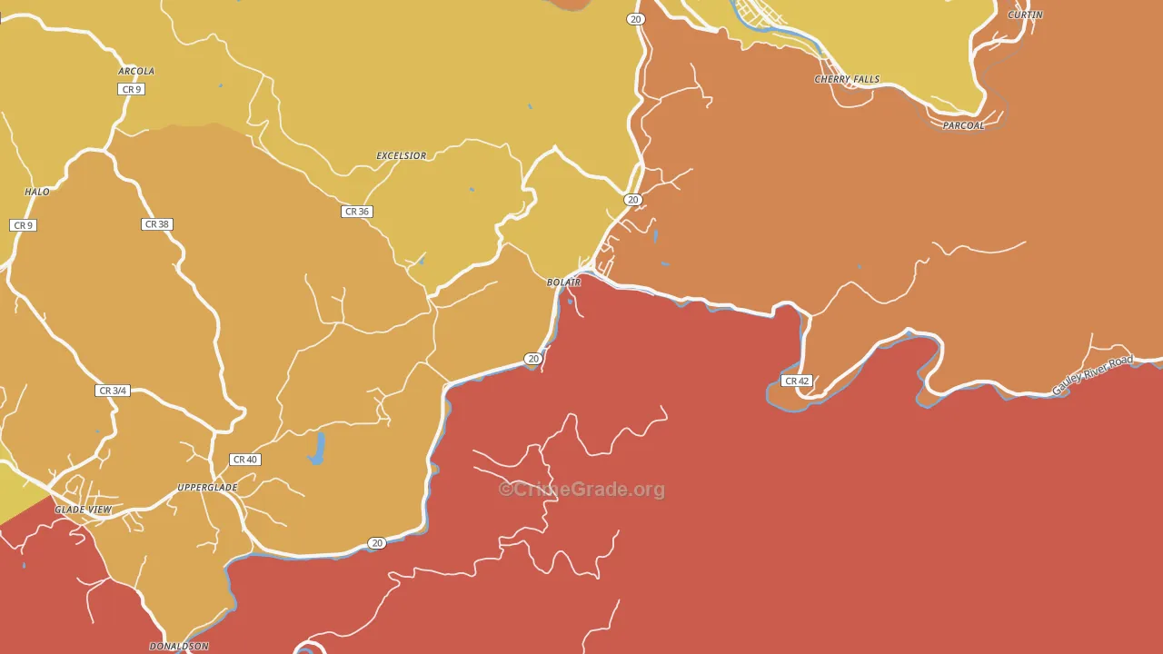 Bolair, WV Map of Murder Rates
