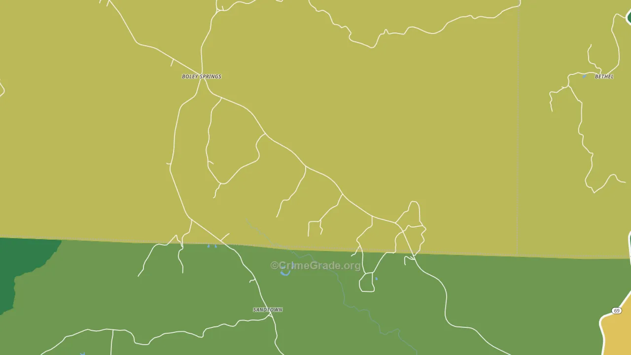 Boley Springs, AL Map of Murder Rates